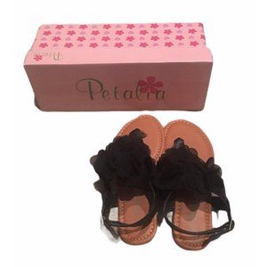 Petalia black thong sandals with flowers